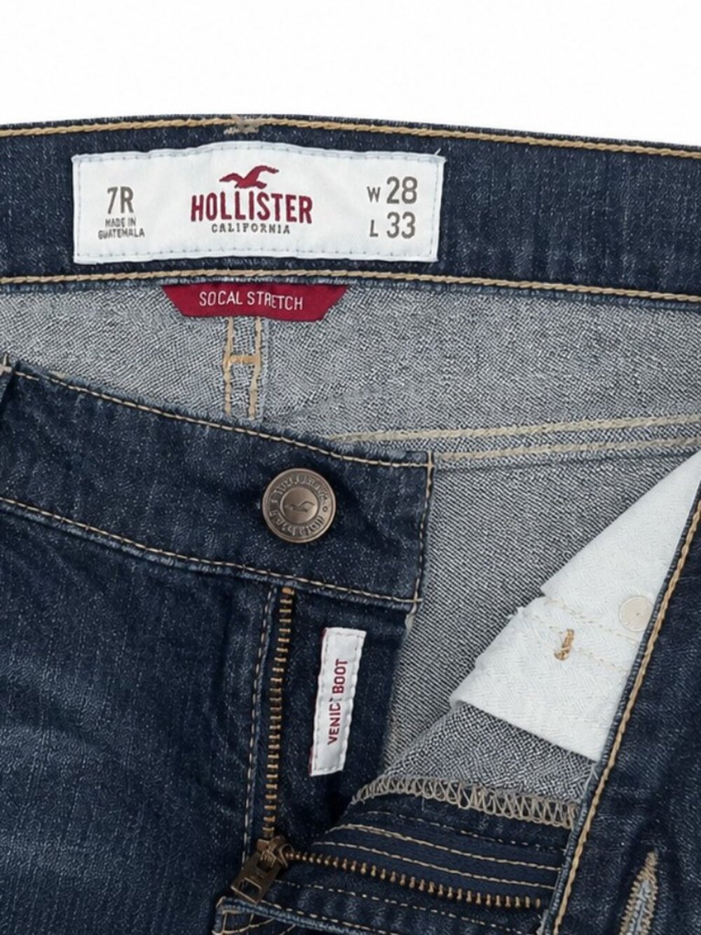 Hollister Venice Bootcut Jeans Women's 7R W28 L33 Low Rise  Dark Wash - Picture 4 of 11